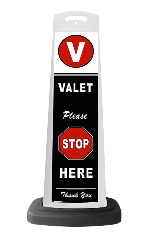 Valet White Vertical Panel With Please Stop Here Sign V9 SD2K Valet