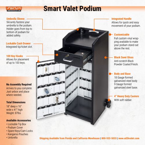 Black Valet Podium - 100 Key Slot