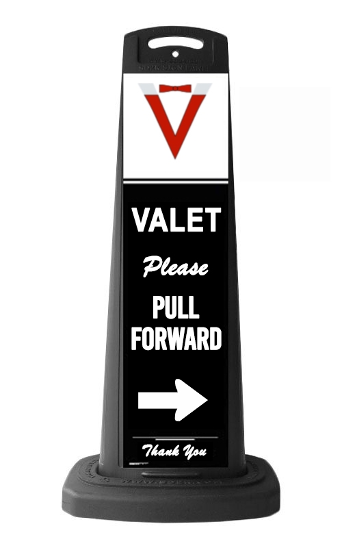 Valet Black Sign Panel w/Please Pull Forward Sign V11 | SD2K Valet